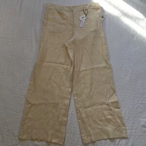 Sanctuary Linen Wide Leg Cropped Pants Beige Size 31‎